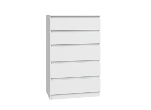 VBChome Kommode mit 5 Schubladen 70 x 40 x 110 cm Weiß Grifflose Schubladenkommode Mehrzweckschrank für Flur Schlafzimmer Wohnzimmer Kinderzimmer Modern Weiß von VBChome