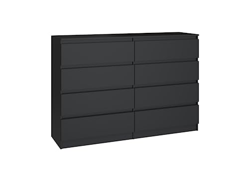 VBChome Kommode mit 8 Schubladen 140 x 40 x 97 cm Schwarz Grifflose Schubladenkommode Mehrzweckschrank für Flur Schlafzimmer Wohnzimmer Kinderzimmer Modern Schwarz von VBChome