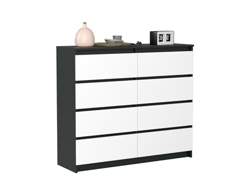 VBChome Kommode mit 8 Schubladen Schwarz mit Weiß 120 x 39 x 105 cm Grifflose Schubladenkommode Holz Mehrzweckschrank Mehrzweckschrank für Flur Schlafzimmer Wohnzimmer Kinderzimmer VBChome Kommode mit 8 Schubladen Schwarz mit Weiß 120 x 39 x 105 cm Grifflose Schubladenkommode Holz Mehrzweckschrank Mehrzweckschrank für Flur Schlafzimmer Wohnzimmer Kinderzimmer von VBChome
