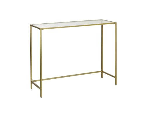 VBChome Konsolentisch 100x35x80 cm Gold Eingangsmöbel Glas Metallrahmen Hartglas Wohnzimmer Schlafzimmer Beistelltisch Verstellbare Füße Aufbewahrungsregal 100x35x80 cm Gold VBChome Konsolentisch 100x35x80 cm Gold Eingangsmöbel Glas Metallrahmen Hartglas Wohnzimmer Schlafzimmer Beistelltisch Verstellbare Füße Aufbewahrungsregal 100x35x80 cm Gold von VBChome
