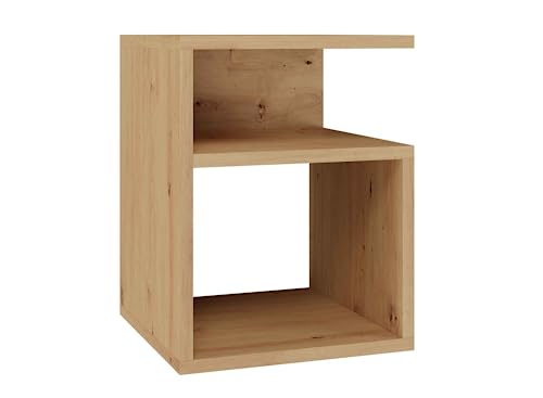 VBChome Nachttisch 30 x 30 x 40 cm Eiche Artisan Nachttisch mit 2 Fächer für das Schlafzimmer offene Regale Büro Zimmer Modern Eiche Artisan von VBChome