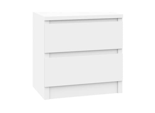 VBChome Nachttisch 40 x 30 x 40 cm Weiß Matt Nachttisch mit Zwei Schubladen für das Schlafzimmer Grifflose Modern von VBChome