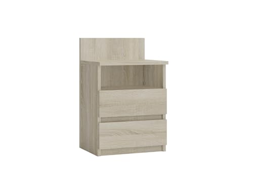 VBChome Nachttisch 40 x 32 x 59 cm Eiche Sonoma Nachttisch mit 2 Schubladen und 1 Fächer für das Schlafzimmer Grifflose Büro Zimmer Modern Eiche Sonoma von VBChome