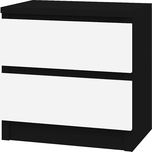 VBChome Nachttisch 40 x 40x 30 cm Schwarz-Weiß Matt Nachttisch mit Zwei Schubladen für das Schlafzimmer Grifflose Modern VBChome Nachttisch 40 x 40x 30 cm Schwarz-Weiß Matt Nachttisch mit Zwei Schubladen für das Schlafzimmer Grifflose Modern von VBChome