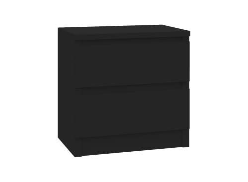 VBChome Nachttisch 40 x 30 x 40 cm Schwarz Nachttisch mit Zwei Schubladen für das Schlafzimmer Grifflose Modern von VBChome