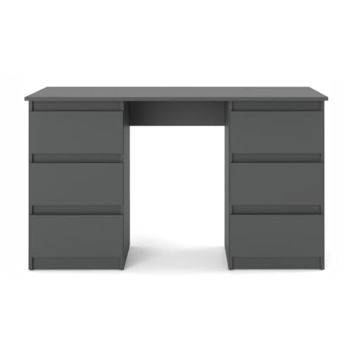 VBChome Schreibtisch 120x50x75 cm Anthrazit Bürotisch mit 6 Schubladen Computertisch PC-Tisch Arbeitstisch Laptoptisch Home Office Schreibtisch von VBChome