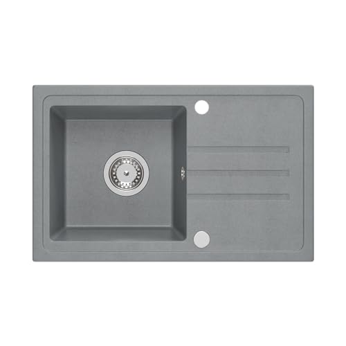 VBChome Granit Spüle 70 x 44 cm Grau Gesprenkelt Einbauwaschbecken Einzelbecken Reversibel Mit Siphon Küchenspüle aus Granit VBChome Granit Spüle 70 x 44 cm Grau Gesprenkelt Einbauwaschbecken Einzelbecken Reversibel Mit Siphon Küchenspüle aus Granit von VBChome