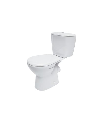 VBChome Stand- WC Toilette Keramik Komplett Set mit Spülkasten WC- Sitz aus Duroplast für waagerechten Abgang Wasseranschluss von VBChome