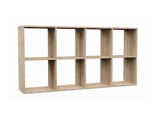 VBChome Standregal 147 x 75 x 30 cm Eiche Sonoma Büroregal mit 8 Fächern Bücherregal Bücherschrank Holzwerkstoff Mehrzweckschrank für Flur Schlafzimmer Wohnzimmer Kinderzimmer Eiche Sonoma 2x4 von VBChome