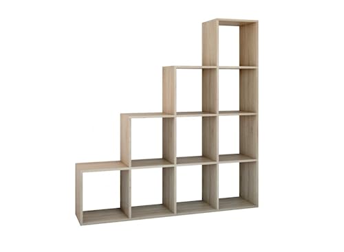 VBChome Standregal 153 x 153 x 30 cm Büroregal mit 10 Fächern Bücherregal Bücherschrank Holzwerkstoff Mehrzweckschrank für Flur Schlafzimmer Wohnzimmer Kinderzimmer Eiche Sonoma Breite 153 cm von VBChome