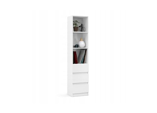 VBChome Standregal 40 x 180 x 35 cm Büroregal mit 3 Fächern 3 Schubladen Bücherregal Bücherschrank Holzwerkstoff Mehrzweckschrank für Flur Schlafzimmer Wohnzimmer Breite 40 cm von VBChome