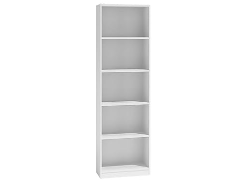 VBChome Standregal 40 x 182 x 30 cm Büroregal mit 5 Fächern Bücherregal Bücherschrank Holzwerkstoff Mehrzweckschrank für Flur Schlafzimmer Wohnzimmer Weiß Breite 40 cm von VBChome