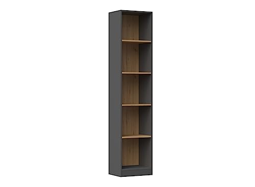 VBChome Standregal 50 x 182 x 30 cm Büroregal mit 5 Fächern Bücherregal Bücherschrank Holzwerkstoff Mehrzweckschrank für Flur Schlafzimmer Wohnzimmer Eiche Artisan - Antrazit Breite 50 cm von VBChome