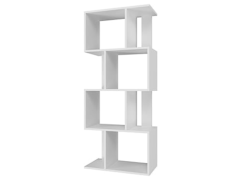 VBChome Standregal 60 x 140 x 30 cm Weiß Büroregal mit 4 Fächern Bücherregal Bücherschrank Regal Holzwerkstoff Mehrzweckschrank für Flur Schlafzimmer Wohnzimmer Kinderzimmer Weiß von VBChome