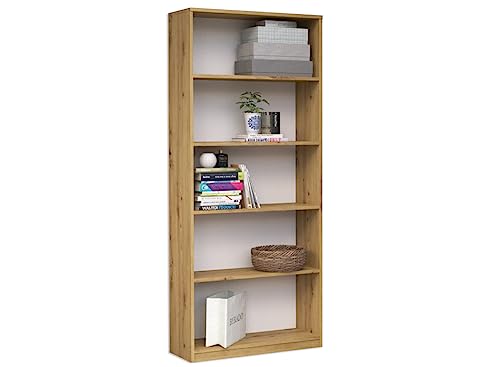 VBChome Standregal 60 x 182 x 30 cm Büroregal mit 5 Fächern Bücherregal Bücherschrank Holzwerkstoff Mehrzweckschrank für Flur Schlafzimmer Wohnzimmer Eiche Artisan Breite 60 cm von VBChome