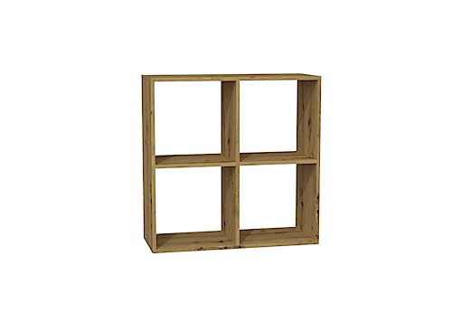 VBChome Standregal 74 x 75 x 30 cm Eiche Artisan Büroregal mit 4 Fächern Bücherregal Bücherschrank Holzwerkstoff Mehrzweckschrank für Flur Schlafzimmer Wohnzimmer Kinderzimmer Eiche Artisan 2x2 von VBChome