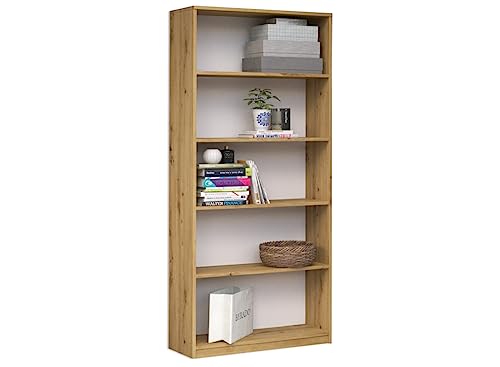 VBChome Standregal 80 x 182 x 30 cm Büroregal mit 5 Fächern Bücherregal Bücherschrank Holzwerkstoff Mehrzweckschrank für Flur Schlafzimmer Wohnzimmer Eiche Artisan Breite 80 cm von VBChome