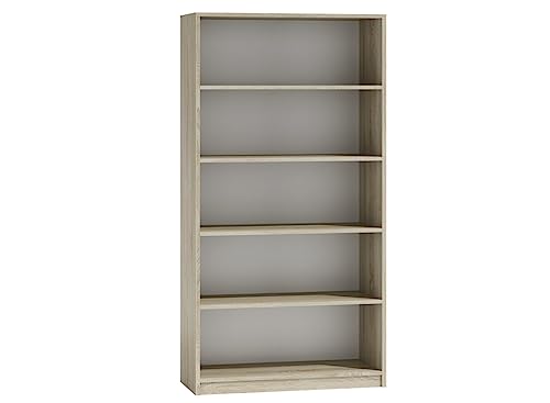 VBChome Standregal 80 x 182 x 30 cm Büroregal mit 5 Fächern Bücherregal Bücherschrank Holzwerkstoff Mehrzweckschrank für Flur Schlafzimmer Wohnzimmer Eiche Sonoma Breite 80 cm von VBChome