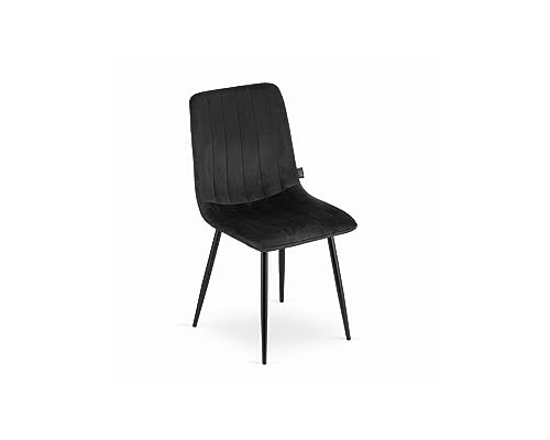 VBChome Stuhl Schwarz Esszimmerstühle Küchenstuhl Wohnzimmerstuhl Bürostuhl Stuhl mit Rückenlehne Gestell aus Metall Polsterstuhl Samt Stuhl aus Samt Velours Schwarz von VBChome