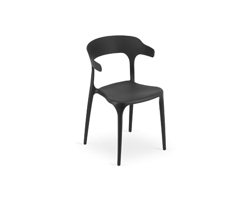 VBChome Stuhl Schwarz Esszimmerstühle Küchenstuhl Wohnzimmerstuhl Bürostuhl Stuhl mit Rückenlehne Stuhl aus Polypropylen Schwarz von VBChome