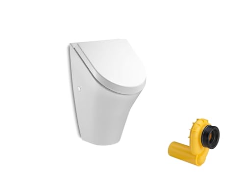 VBChome Urinal Zulauf von Hinten Weiß Deckel mit Absenkautomatik Soft Close Modern Hochwertig Keramik Pinkelbecken Pissoir Wandurinal Wandpissoir Urinal mit Deckel und Siphon von VBChome