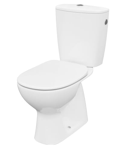 VBChome WC Toilette Stand Spülrandlos Keramik Komplett Set mit Spülkasten Funktion für Senkrecht Abgang WC-Sitz Slim aus Polypropylen mit Absenkautomatik Deckel Senkrecht Ablauf von VBChome