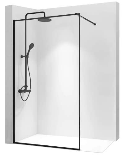 VBChome Walk In Duschwand 120 x 195 cm Schwarz Profil Duschtrennwand Glaswand mit Stabilisator Klarglas Gehärtetes Glas Elegant Modern Hohe Qualität VBChome Walk In Duschwand 120 x 195 cm Schwarz Profil Duschtrennwand Glaswand mit Stabilisator Klarglas Gehärtetes Glas Elegant Modern Hohe Qualität von VBChome