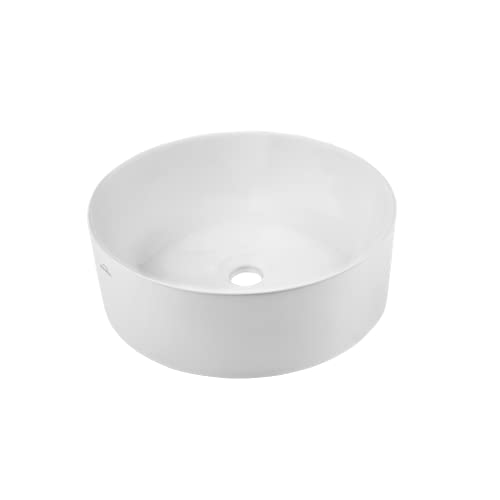 VBChome Waschbecken 41,5 cm Keramik Rund Weiß Oval Waschtisch Handwaschbecken Aufsatzwaschbecken Waschschale Gäste WC von VBChome