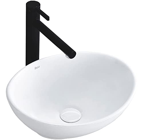 VBChome Waschbecken Kleine 41 x 35 x 15 cm Mini Keramik Weiß Oval Waschtisch Handwaschbecken Aufsatzwaschbecken Waschschale Gäste WC von VBChome