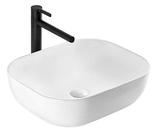 VBChome Waschbecken 46 x 33 klein Keramik Oval Waschtisch Handwaschbecken AUFSATZWASCHBECKEN WASCHSCHALE GÄSTE WC von VBChome