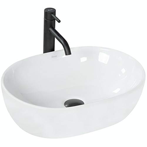 VBChome Waschbecken 48 x 34 klein Keramik Oval Waschtisch Handwaschbecken AUFSATZWASCHBECKEN WASCHSCHALE GÄSTE WC (AM48) von VBChome