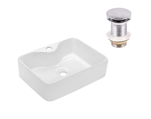 VBChome Waschbecken 48 x 37 cm Keramik Weiß Oval Pop-up ventil Click-Clack Waschtisch Handwaschbecken Aufsatzwaschbecken Waschschale Gäste WC von VBChome