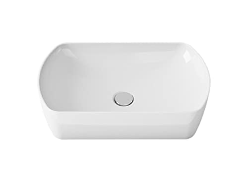 VBChome Waschbecken 50 x 31 Keramik Oval Waschtisch Handwaschbecken Aufsatzwaschbecken Waschschale Gäste WC Modern Elegant Top Qualität von VBChome