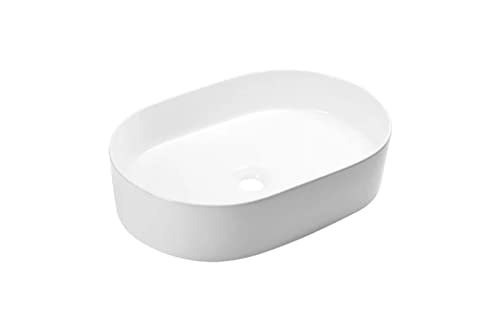 VBChome Waschbecken 50 x 35 Keramik Oval Waschtisch Handwaschbecken Aufsatzwaschbecken Waschschale Gäste WC von VBChome