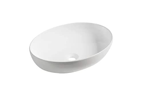 VBChome Waschbecken 51 x 39 Keramik Oval Waschtisch Handwaschbecken Aufsatzwaschbecken Waschschale Gäste WC von VBChome