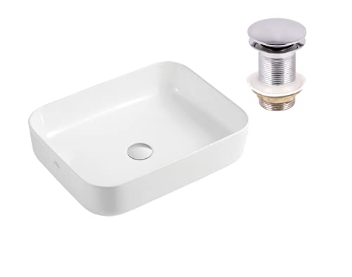 VBChome Waschbecken 51 x 40 cm Keramik Weiß Oval Pop-up ventil Click-Clack Waschtisch Handwaschbecken Aufsatzwaschbecken Waschschale Gäste WC von VBChome