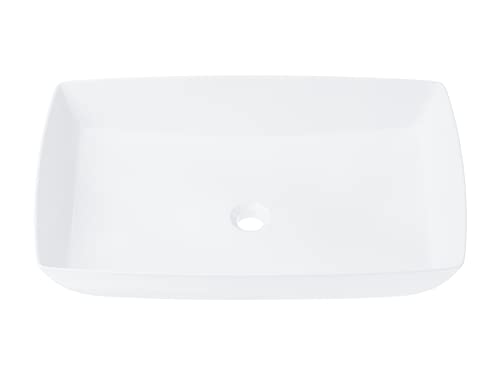 VBChome Waschbecken 58 x 38 x 15 cm Keramik Weiß Waschtisch Handwaschbecken Aufsatzwaschbecken Komfortabel Modern Elegant von VBChome