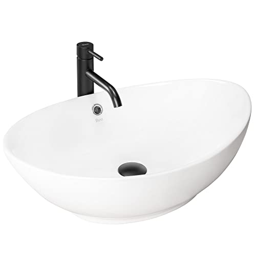 VBChome Waschbecken 59 x 38 19 Keramik Weiß Oval Waschtisch Groß, sehr modern Handwaschbecken Aufsatzwaschbecken Waschschale Gäste WC von VBChome