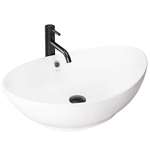VBChome Waschbecken 59 x 38 Keramik Oval Waschtisch Handwaschbecken AUFSATZWASCHBECKEN WASCHSCHALE GÄSTE WC von VBChome