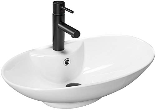 VBChome Waschbecken 59 x 39 cm Keramik Oval Waschtisch Handwaschbecken AUFSATZWASCHBECKEN WASCHSCHALE GÄSTE WC (RS2a) von VBChome