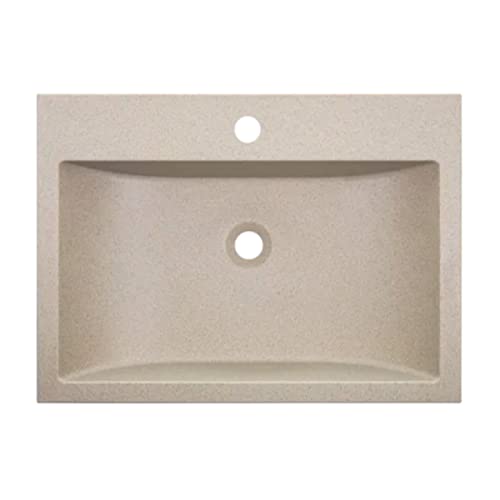 VBChome Waschbecken Granit 60 x 44 x 10 cm Beige Rechteckig Waschtisch Handwaschbecken Waschschale Gäste WC Modern Top Qualität von VBChome