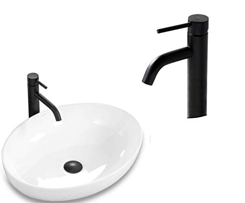 VBChome Waschbecken mit Armatur 52 x 39 Keramik Armatur Schwarz Oval Waschtisch Handwaschbecken AUFSATZWASCHBECKEN WASCHSCHALE GÄSTE WC VBChome Waschbecken mit Armatur 52 x 39 Keramik Armatur Schwarz Oval Waschtisch Handwaschbecken AUFSATZWASCHBECKEN WASCHSCHALE GÄSTE WC von VBChome