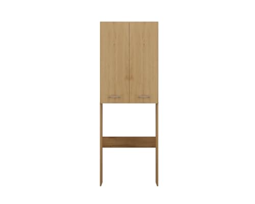 VBChome Waschmaschinenschrank 64 x 30 x 180 cm Eiche Artisan 2 Türen Hochschrank Badschrank Regal über der Waschmaschine Badezimmer Praktisch Funktional Waschmaschinenüberbau Eiche Artisan von VBChome