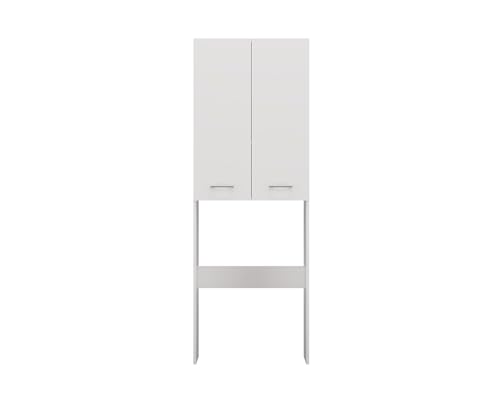 VBChome Waschmaschinenschrank 64 x 30 x 180 cm Weiß 2 Türen Hochschrank Badschrank Regal über der Waschmaschine Badezimmer Praktisch Funktional Waschmaschinenüberbau Weiß von VBChome