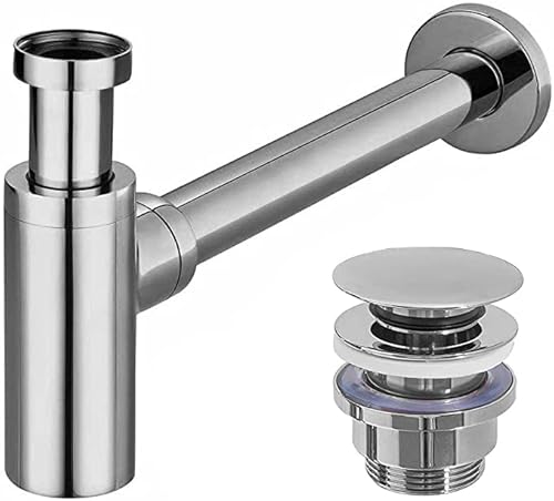 VBChome Waschtisch-Siphon + Click Clack Chrom Universell Modern Elegantes Design Hochwertiger Flaschensiphon Einfache und Schnelle Montage Top Qualität VBChome Waschtisch-Siphon + Click Clack Chrom Universell Modern Elegantes Design Hochwertiger Flaschensiphon Einfache und Schnelle Montage Top Qualität von VBChome