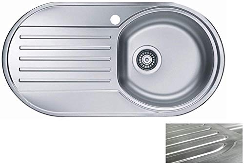 VBChome: Einbauspüle mit Hahnloch 832x437 mm Camping Küchenspüle - Satinstruktur Alveus Form 30 Spülbecken EDELSTAHL Einbauspüle Abtropffläche Links Ablaufgarnitur von VBChome