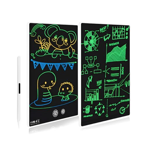 9,5-Zoll-LCD-Dual-Screen-Zeichnungs-Doodle-Board, Geringes Gewicht für Arbeit und Unterricht, Notizzettel, Elektronisches Zeichen-Schreibbrett mit Großem Schreibraum (White) von VBESTLIFE