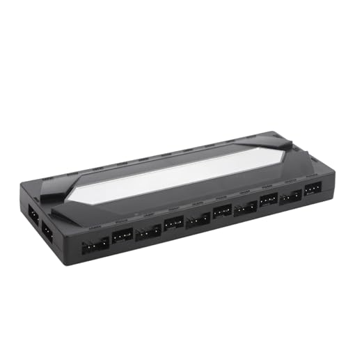 ARGB und PWM Lüfter Hub Splitter, 10 Ports für ARGB & PWM Case Fan Hub mit Controller und SATA -Leistungseingabe, Magnetic Backplane Splitter Case Fan Hub Adapter (BLACK) von VBESTLIFE