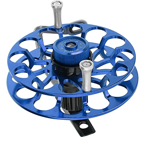 Angeln Centrepin Reel,Angelausrüstung Angelrolle Tragbare Multifunktions Ganzmetall Wind Fire Wheel(Blau) von VBESTLIFE