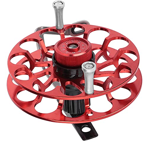 Angeln Centrepin Reel,Angelausrüstung Angelrolle Tragbare Multifunktions Ganzmetall Wind Fire Wheel(rot) von VBESTLIFE